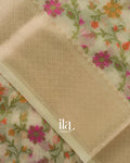 Ivory Floral Jaal Semi Linen Saree
