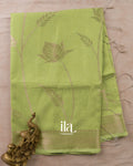 Pista Green Floral Butta Semi Linen Saree