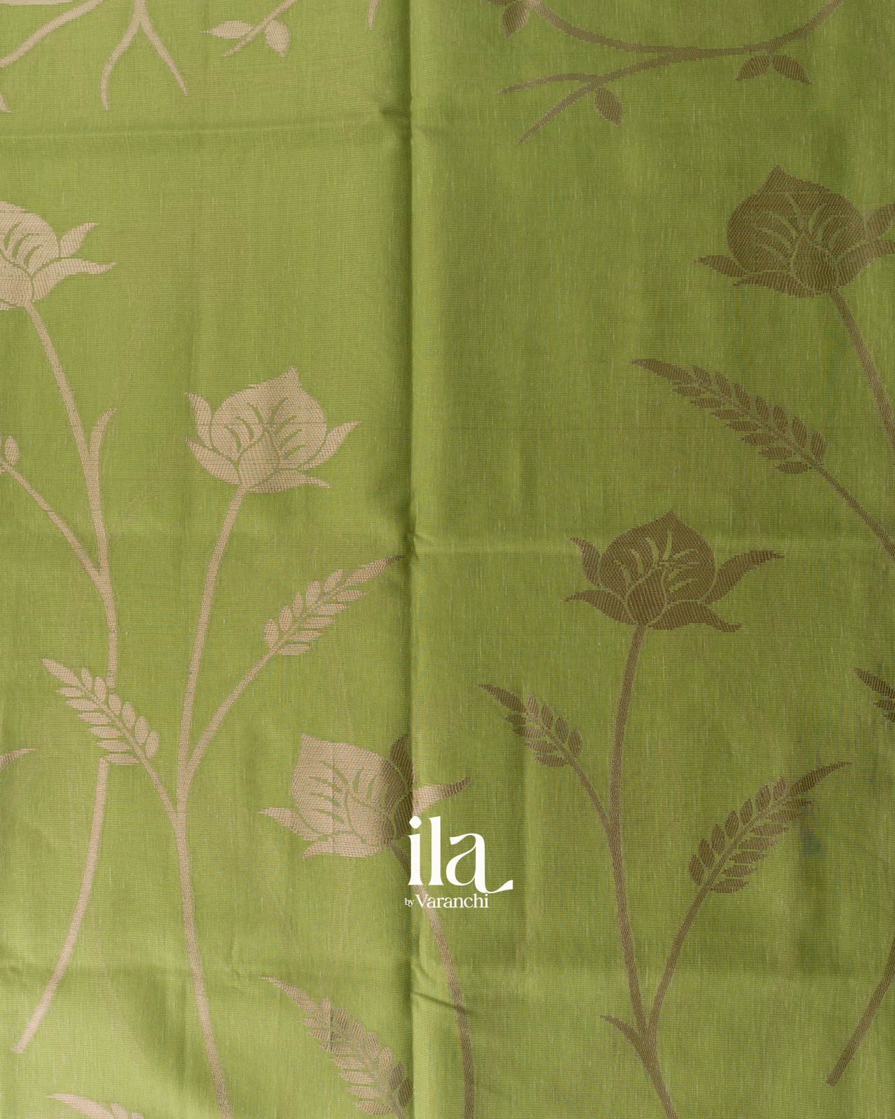 Pista Green Floral Butta Semi Linen Saree