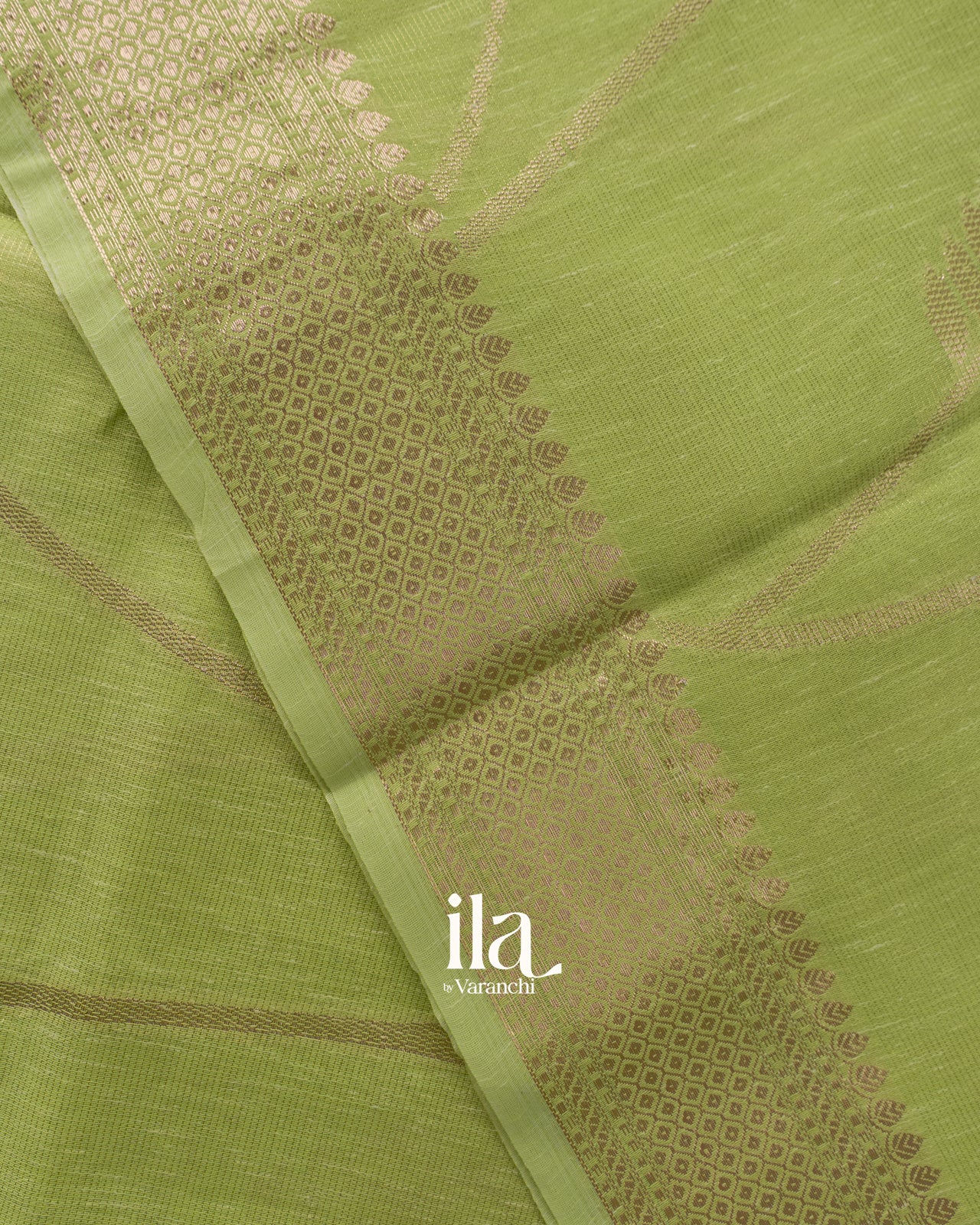 Pista Green Floral Butta Semi Linen Saree
