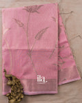 Rose Pink Floral Printed Semi Linen Saree