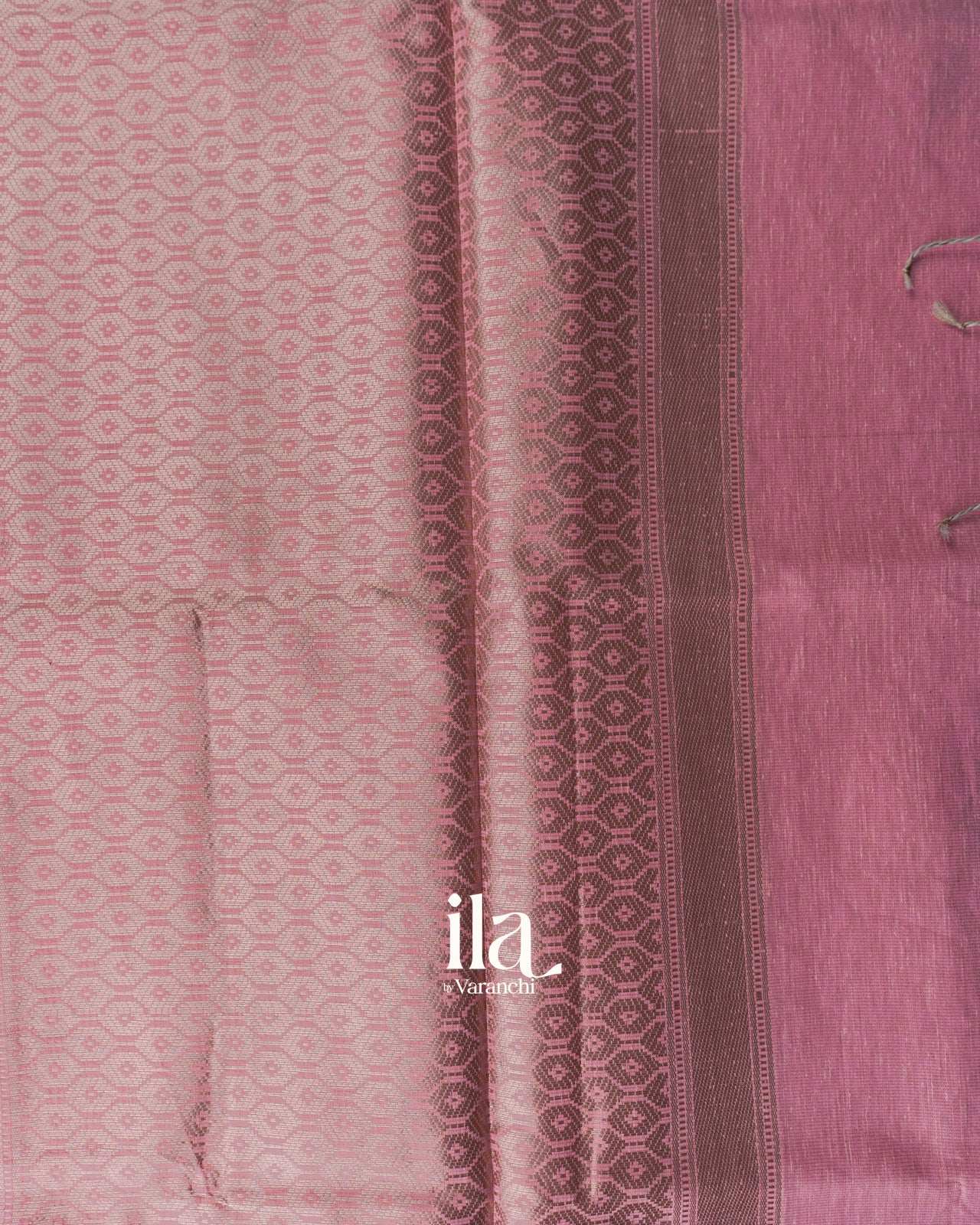 Rose Pink Floral Printed Semi Linen Saree