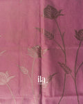 Rose Pink Floral Printed Semi Linen Saree