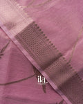 Rose Pink Floral Printed Semi Linen Saree