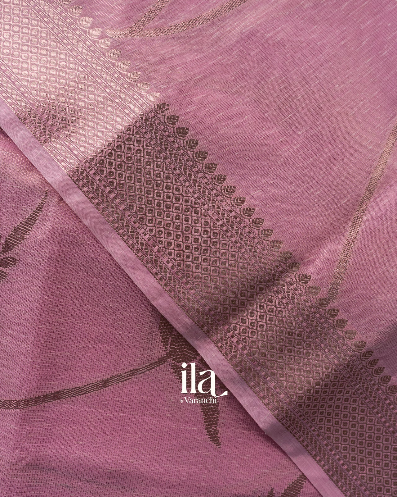Rose Pink Floral Printed Semi Linen Saree