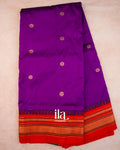 Royal Purple Temple Bordered Semi Silk Saree — Full Saree