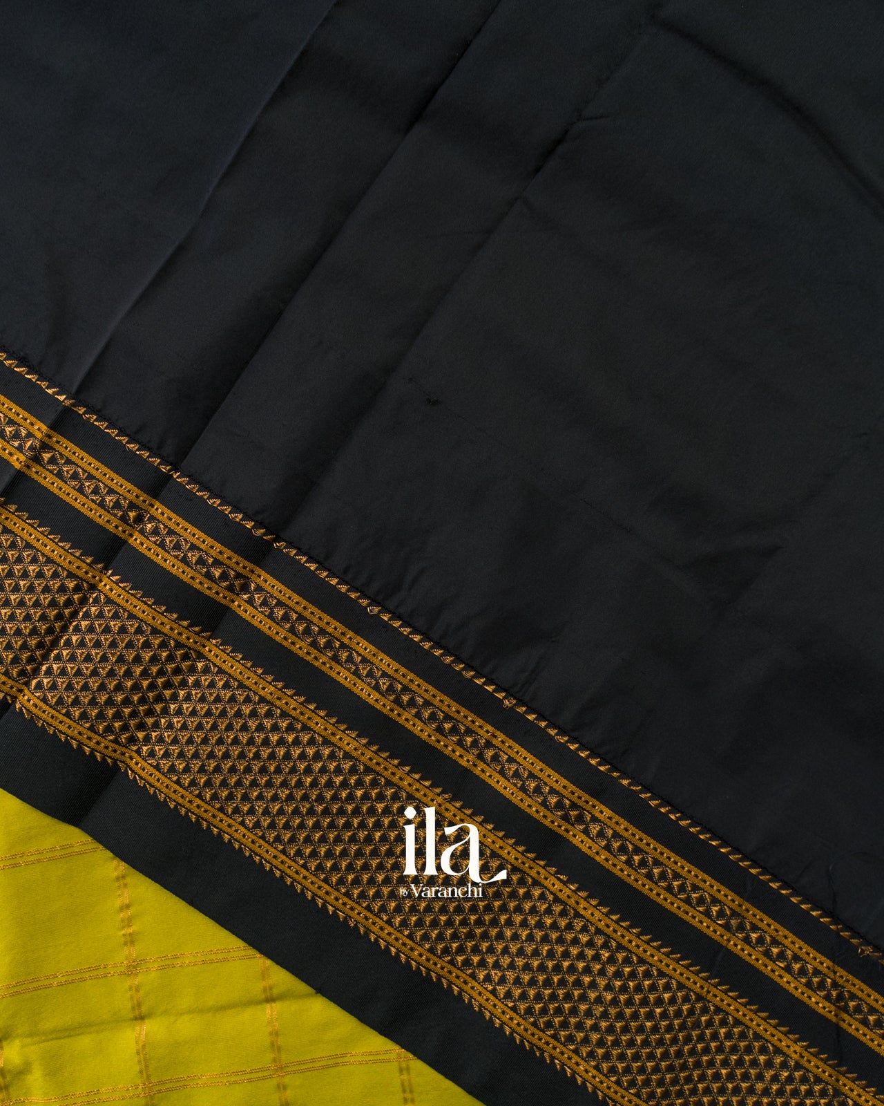 Lime Green Checkered Semi Silk Saree