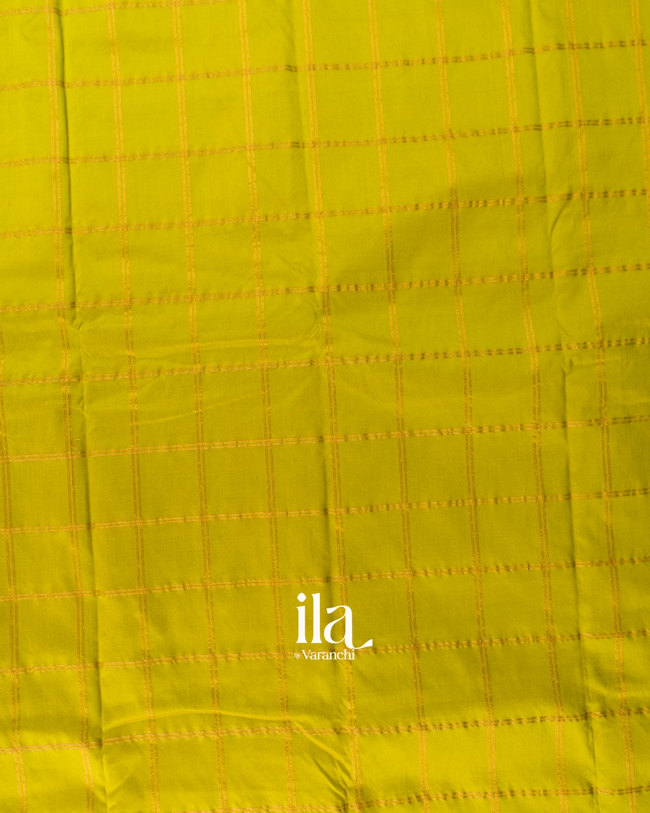 Lime Green Checkered Semi Silk Saree