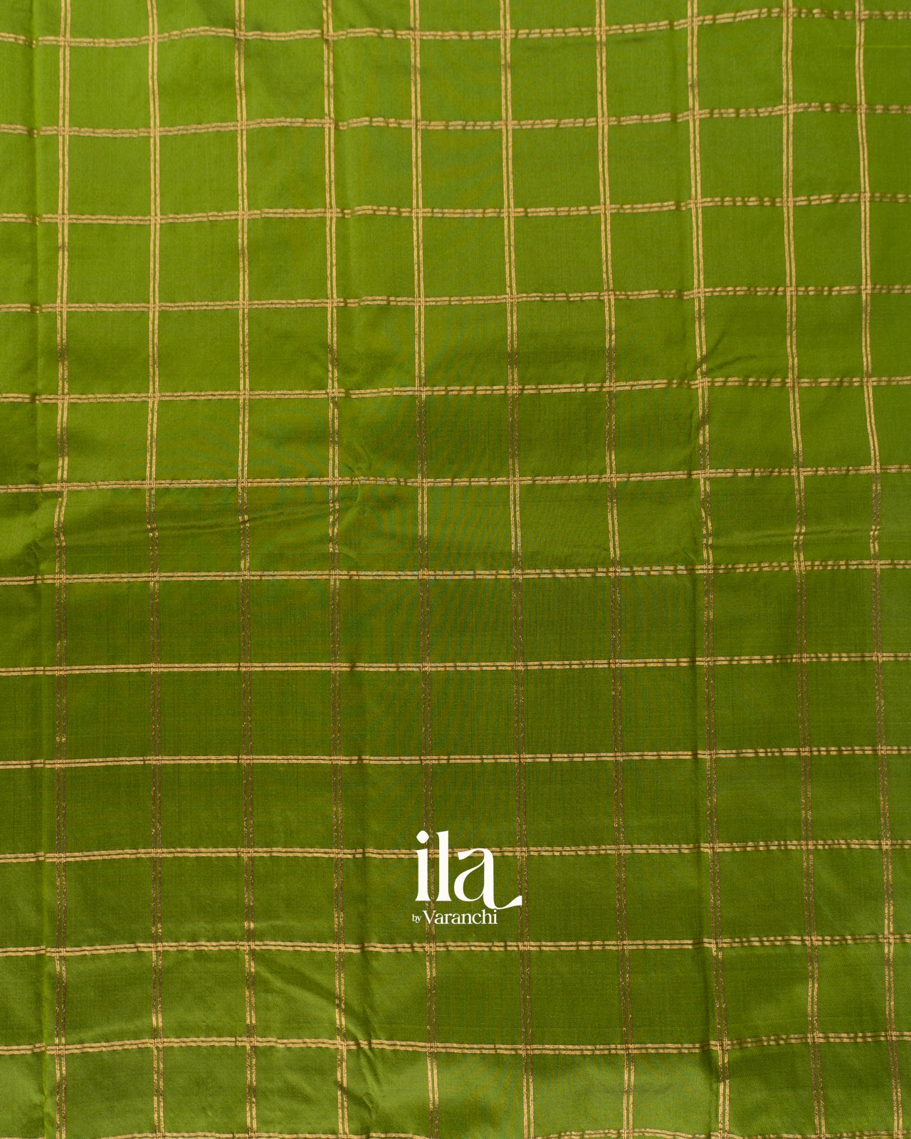 Parrot Green Checkered Semi Silk Saree