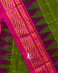 Parrot Green Checkered Semi Silk Saree