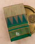 Muted Sage Checkered Semi Silk Saree