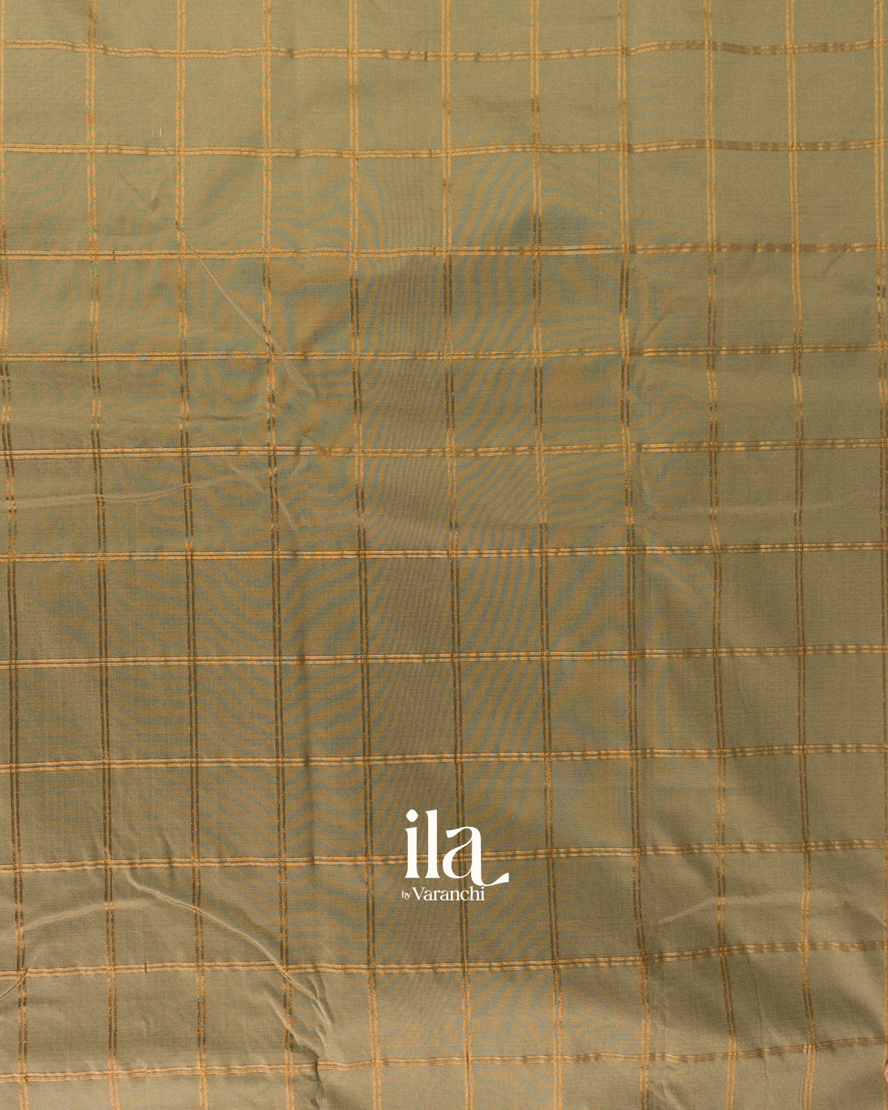 Muted Sage Checkered Semi Silk Saree