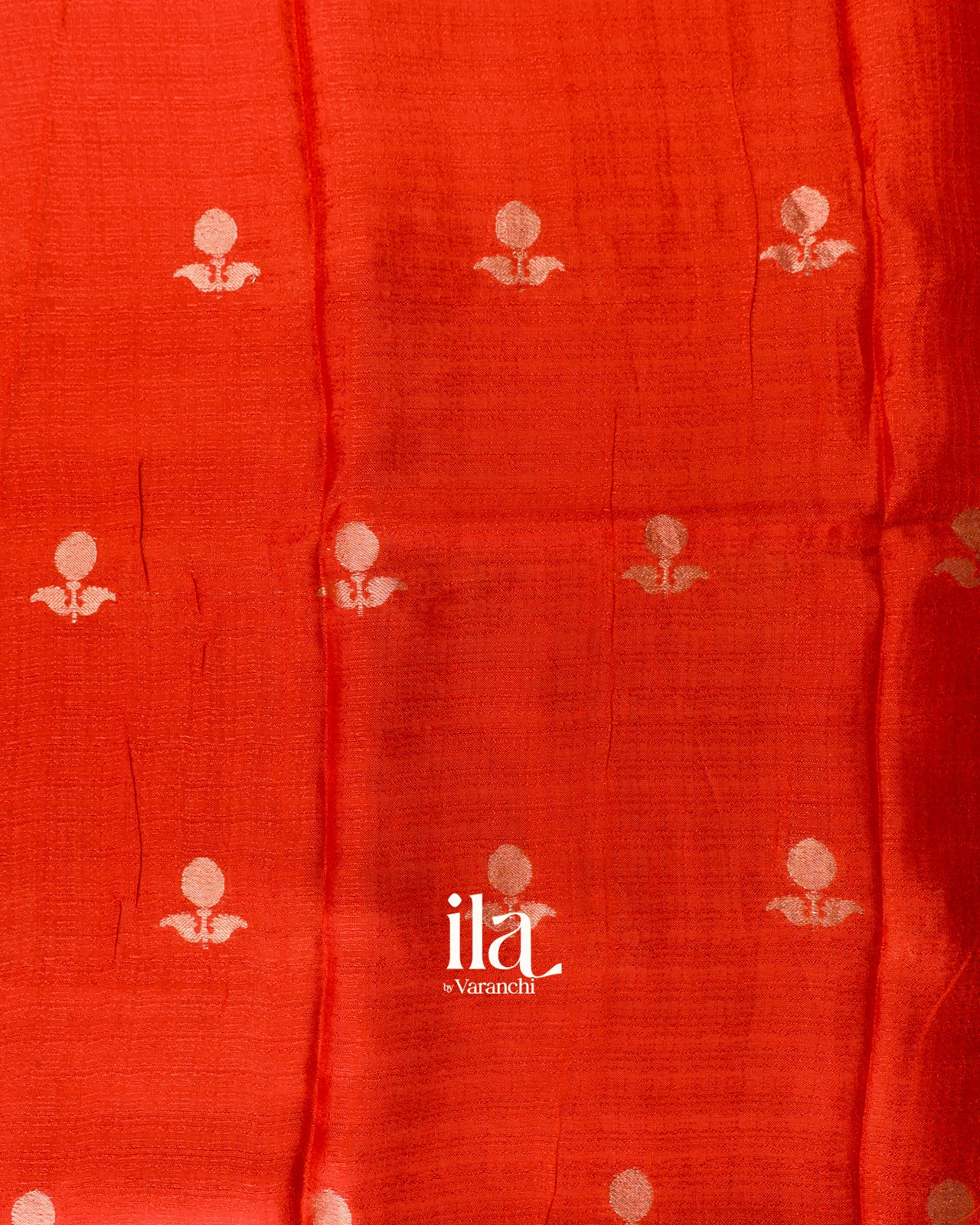 Fire Orange Semi Silk Saree