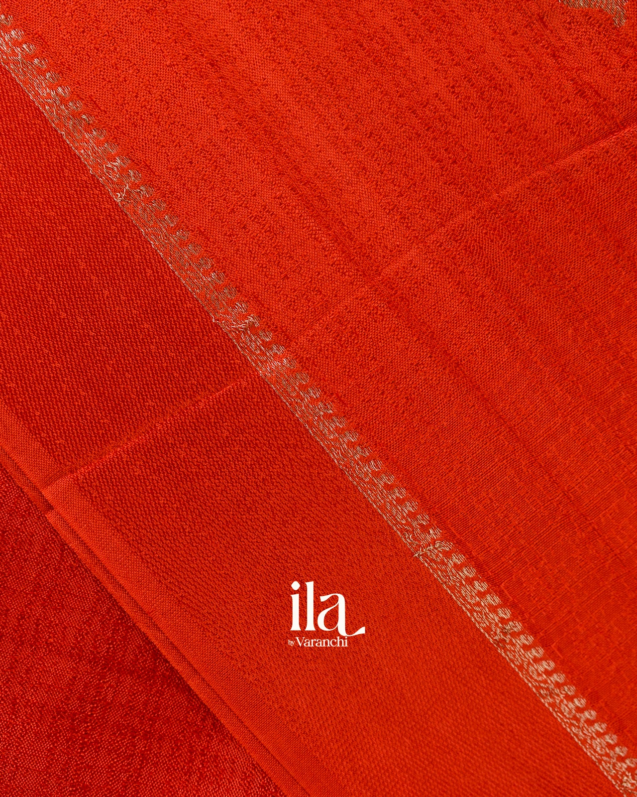 Fire Orange Semi Silk Saree