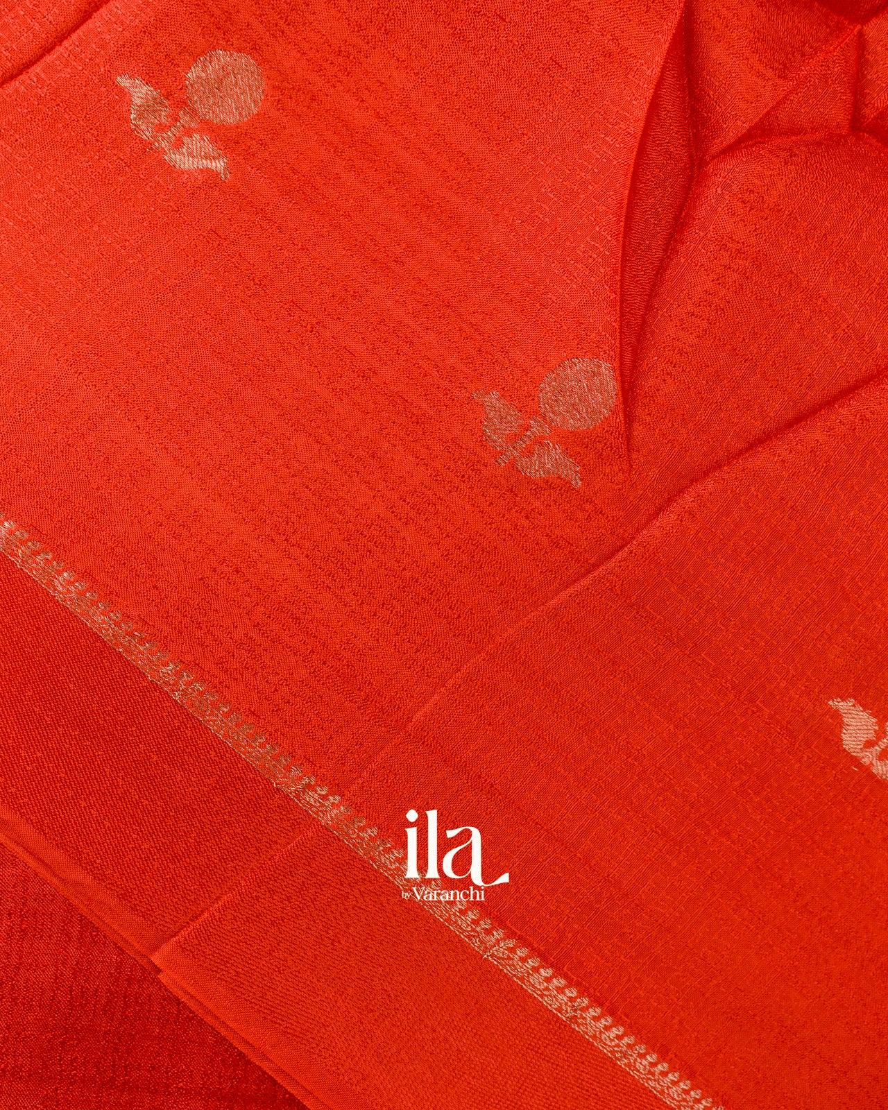 Fire Orange Semi Silk Saree