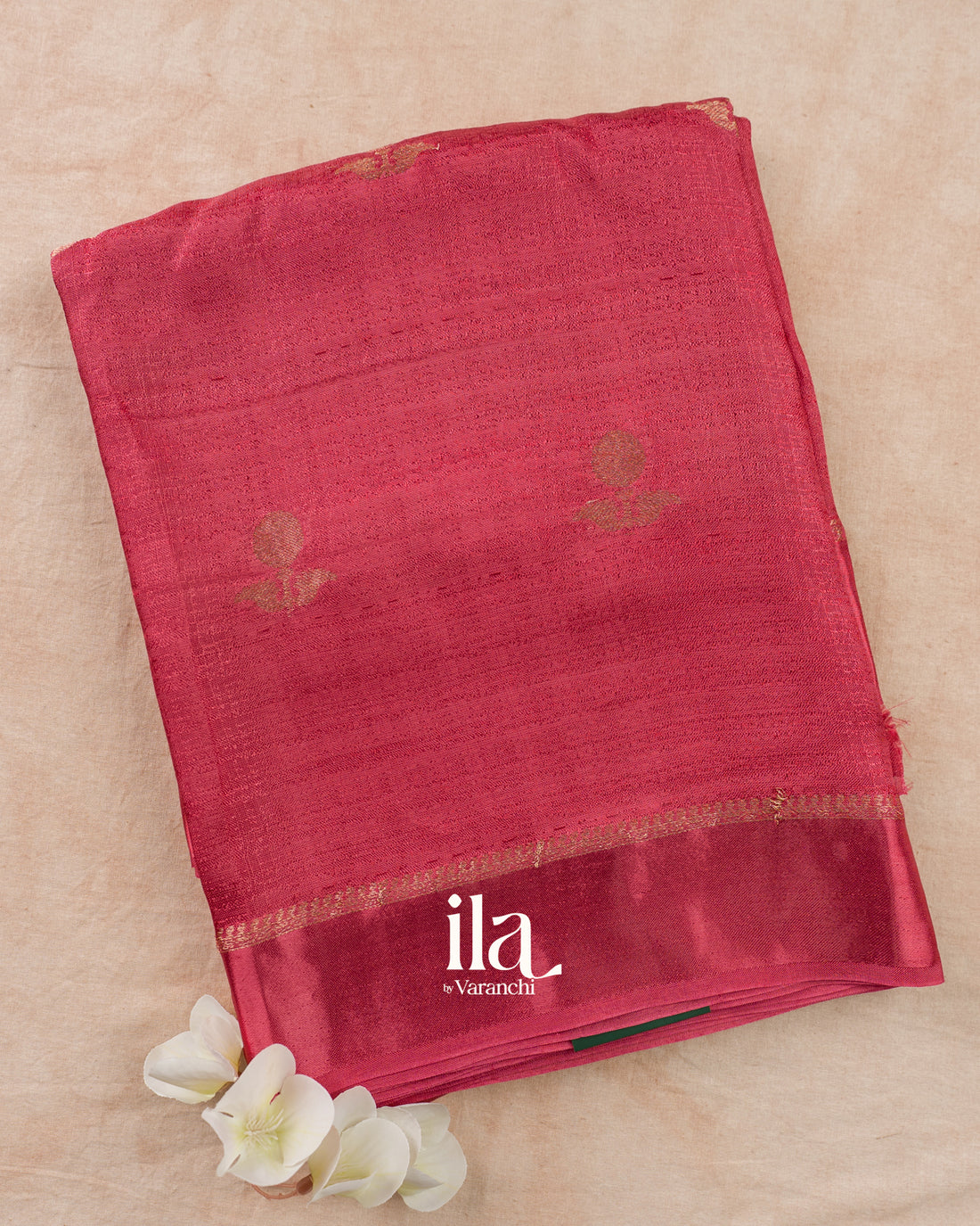 Rust Pink Semi Silk Saree