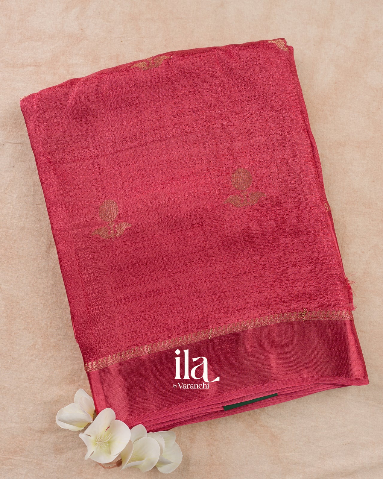 Rust Pink Semi Silk Saree