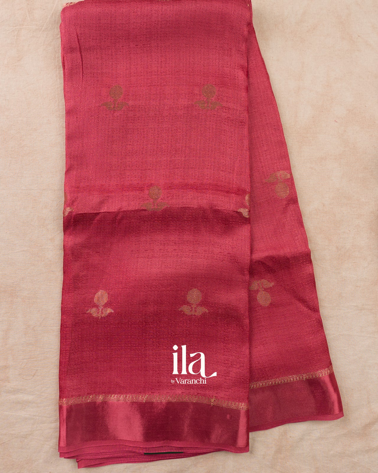 Rust Pink Semi Silk Saree