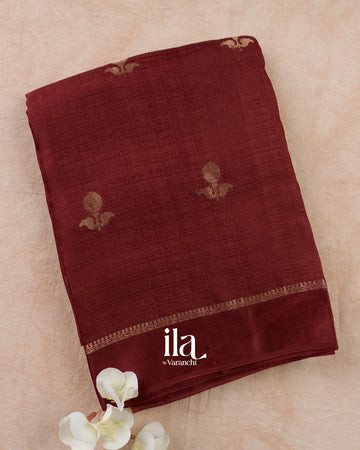 Rust Brown Semi Silk Saree