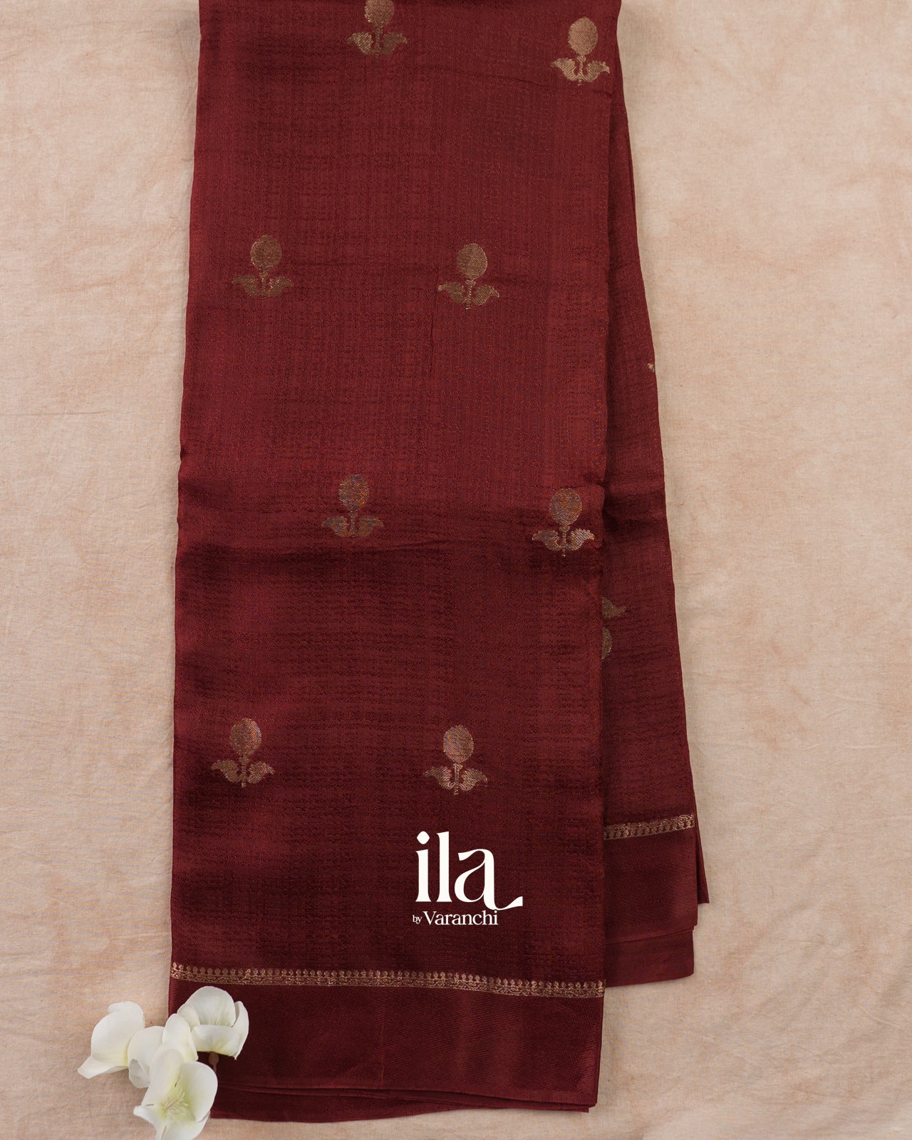 Rust Brown Semi Silk Saree