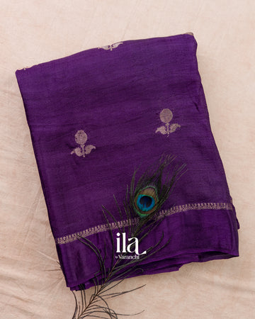 Deep Violet Semi Silk Saree