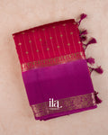 Ruby Red Assam Silk Saree — Folded