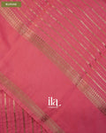 Rose Pink Striped Floral Embroidered Assam Silk Saree — Blouse