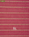 Rose Pink Striped Floral Embroidered Assam Silk Saree — Body