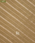 Beige Striped Floral Embroidered Assam Silk Saree — Body