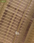 Beige Striped Floral Embroidered Assam Silk Saree — Pallu