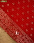 Beige Checkered Assam Silk Saree — Blouse