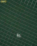 Bottle Green Checkered Assam Silk Saree — Body