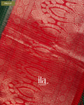 Bottle Green Checkered Assam Silk Saree — Pallu