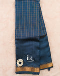 Deep Teal Blue Checkered Semi Mangalgiri Saree
