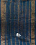 Deep Teal Blue Checkered Semi Mangalgiri Saree