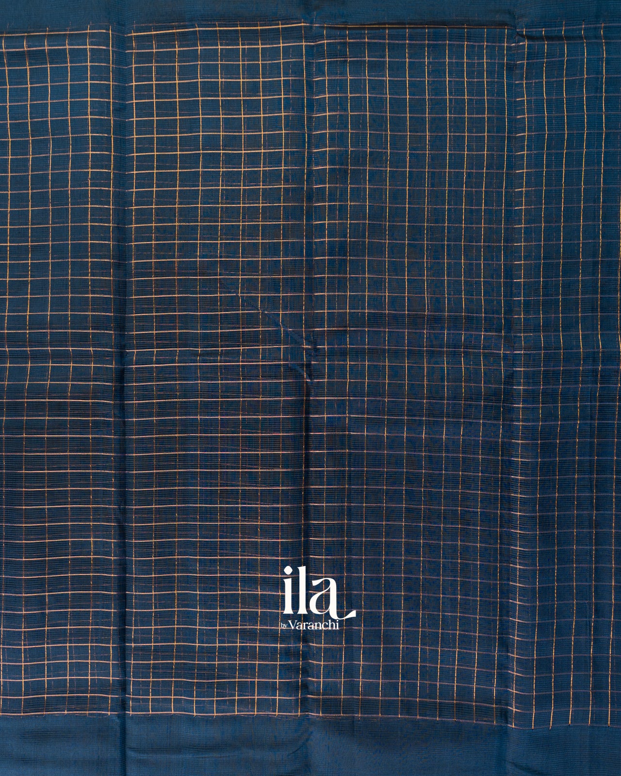 Deep Teal Blue Checkered Semi Mangalgiri Saree