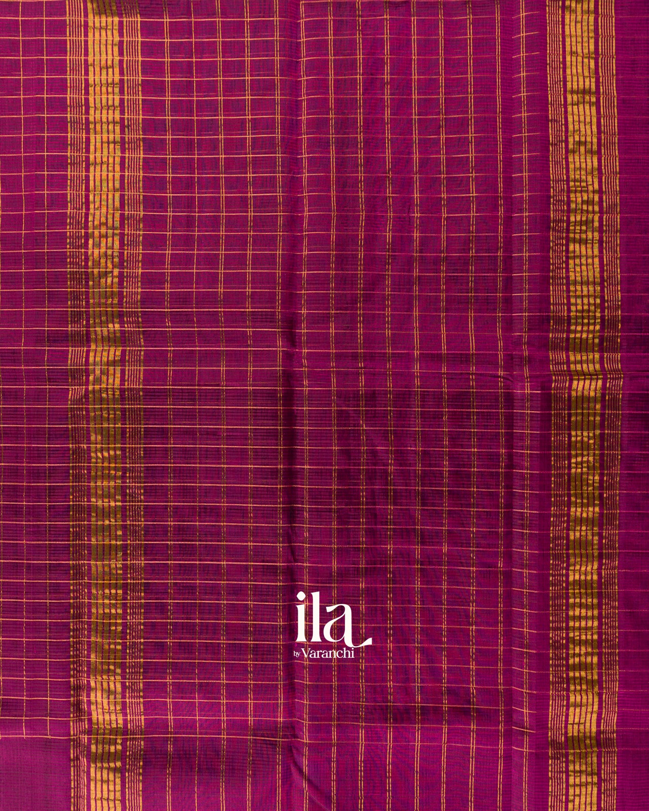 Deep Magenta Checkered Semi Mangalgiri Saree