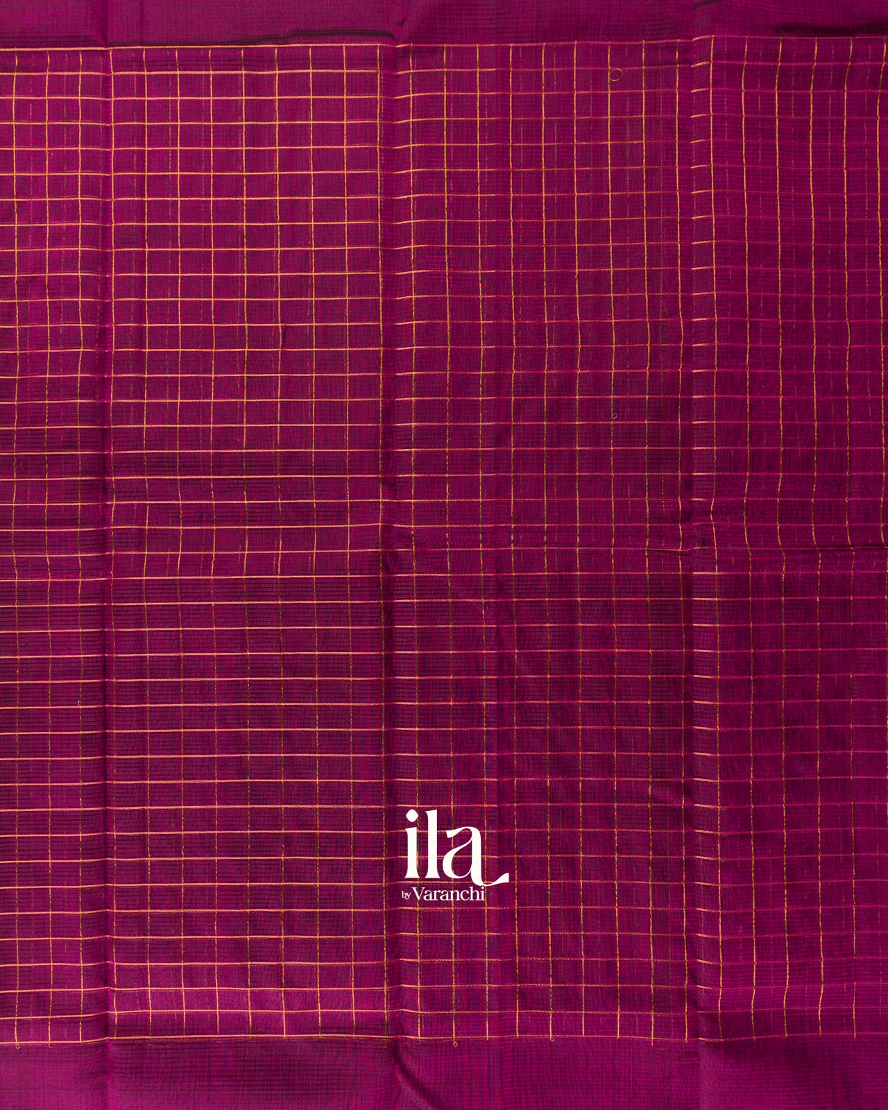 Deep Magenta Checkered Semi Mangalgiri Saree