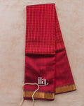 Rust Orange Checkered Pure Mangalgiri Silk Cotton Handloom Saree