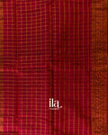 Rust Orange Checkered Pure Mangalgiri Silk Cotton Handloom Saree