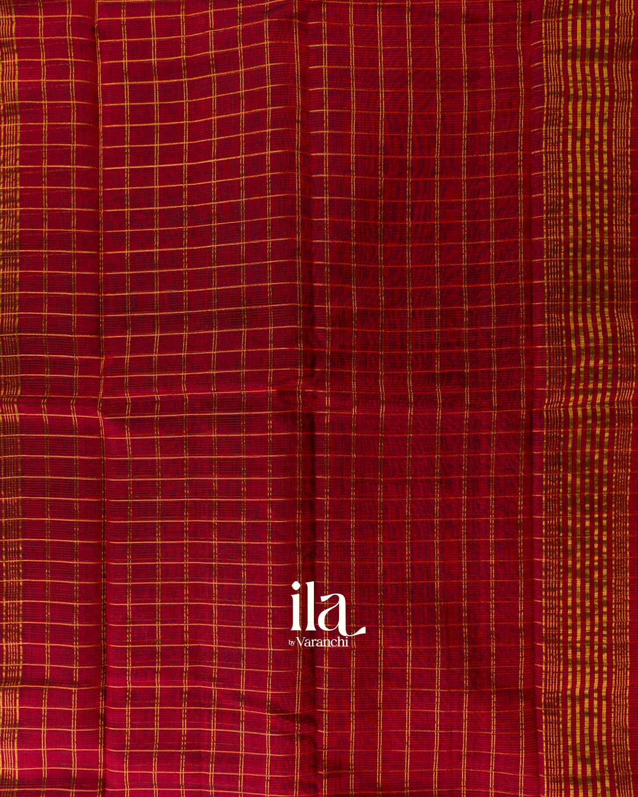 Rust Orange Checkered Pure Mangalgiri Silk Cotton Handloom Saree