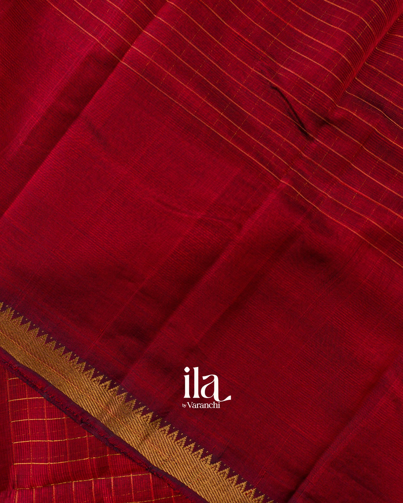 Rust Orange Checkered Pure Mangalgiri Silk Cotton Handloom Saree