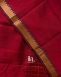 Rust Orange Checkered Pure Mangalgiri Silk Cotton Handloom Saree