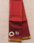 Deep Maroon Checkered Semi Mangalgiri Saree