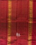Deep Maroon Checkered Semi Mangalgiri Saree
