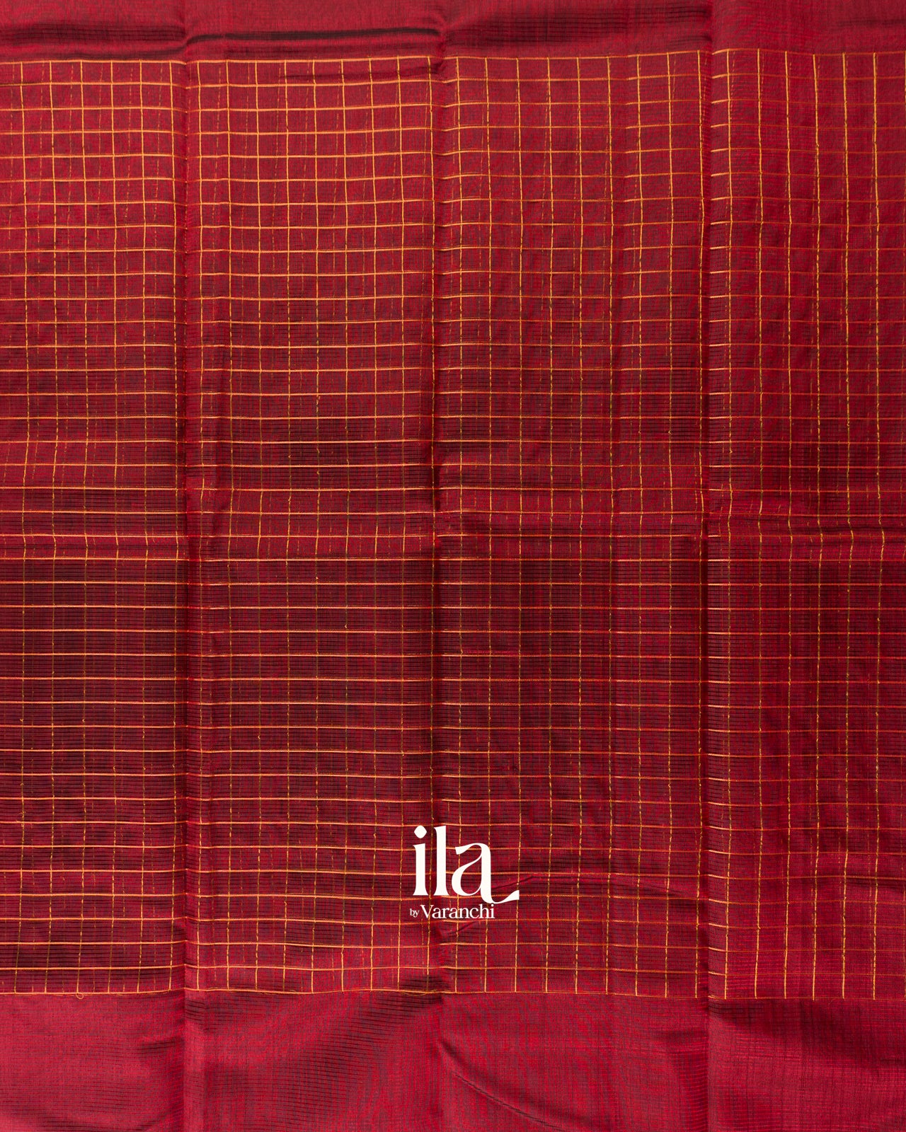 Deep Maroon Checkered Semi Mangalgiri Saree