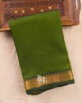 Mehandi Green Checkered Semi Mangalgiri Saree