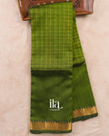 Mehandi Green Checkered Semi Mangalgiri Saree
