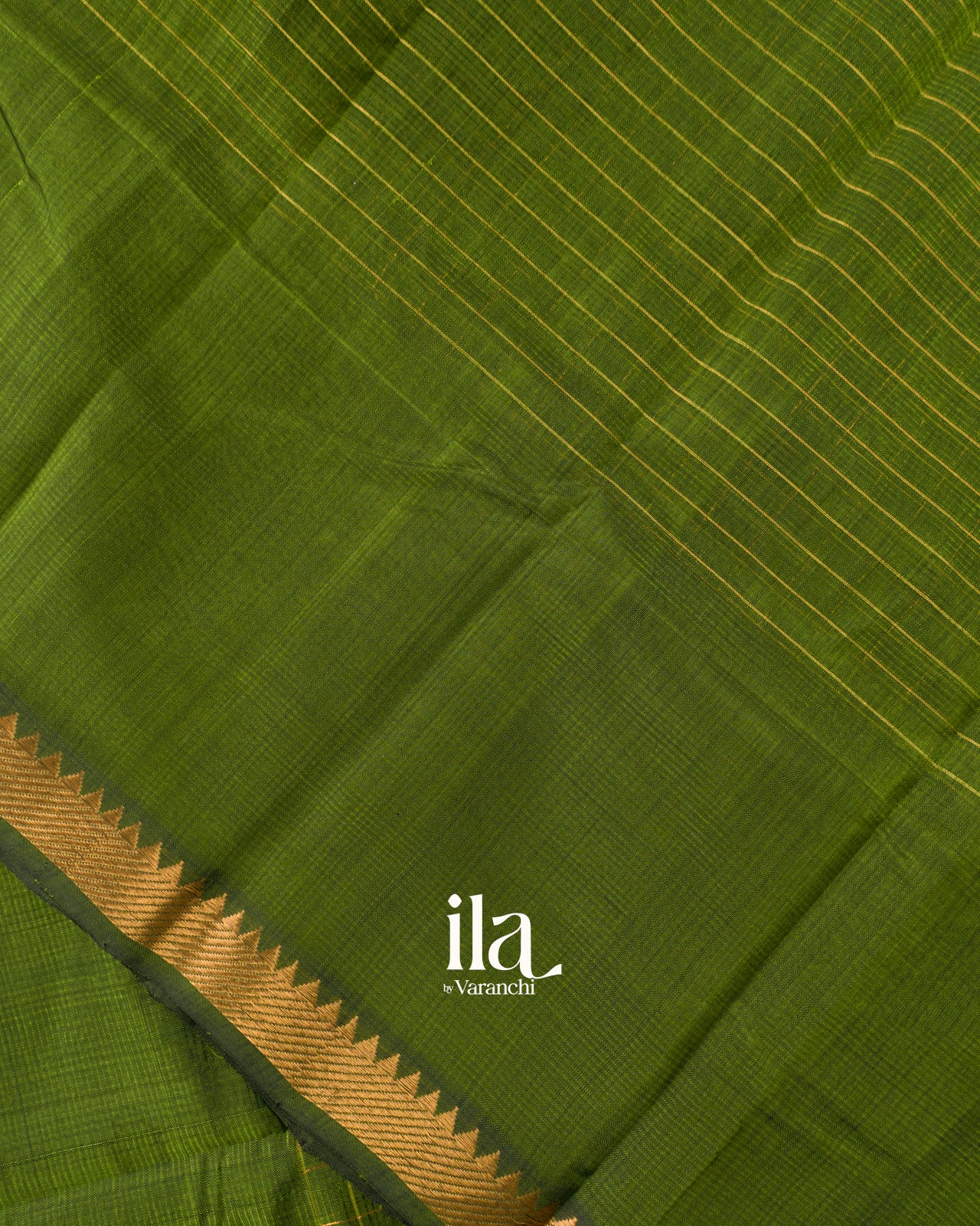 Mehandi Green Checkered Semi Mangalgiri Saree