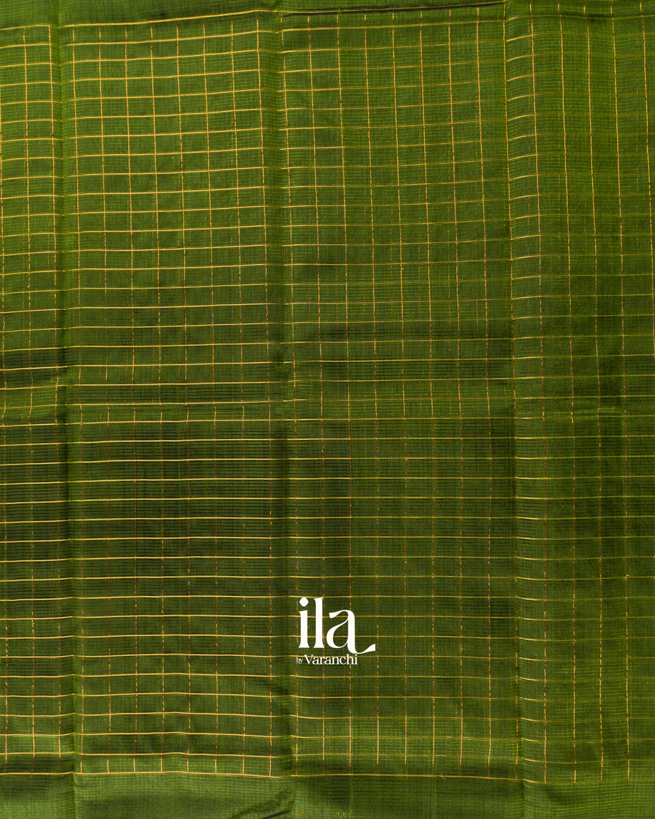 Mehandi Green Checkered Semi Mangalgiri Saree